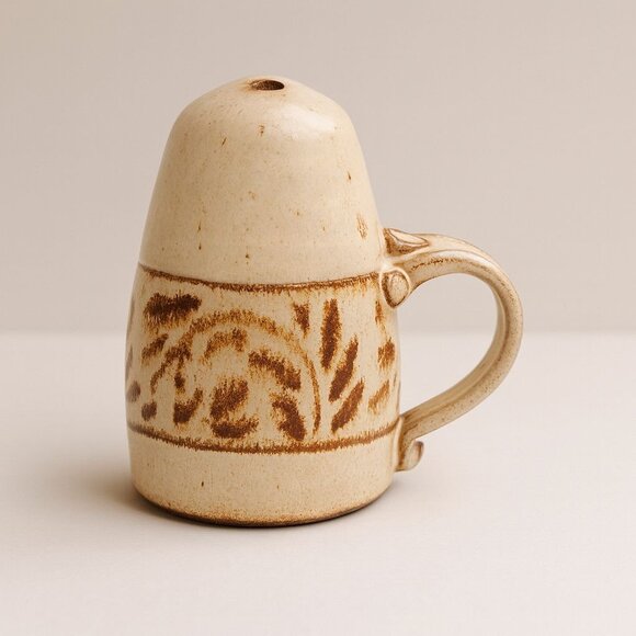 Vintage Becky Eiker Studio Pottery Ceramic Cheese Shaker and Cork Stopper Signed - Picture 1 of 9